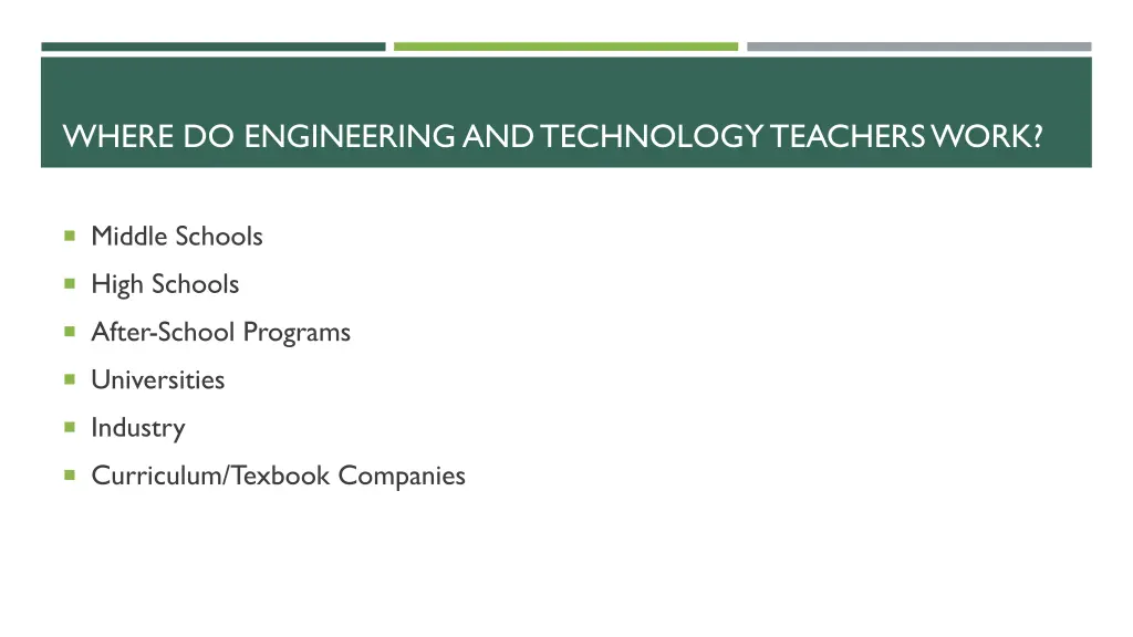 where do engineering and technology teachers work