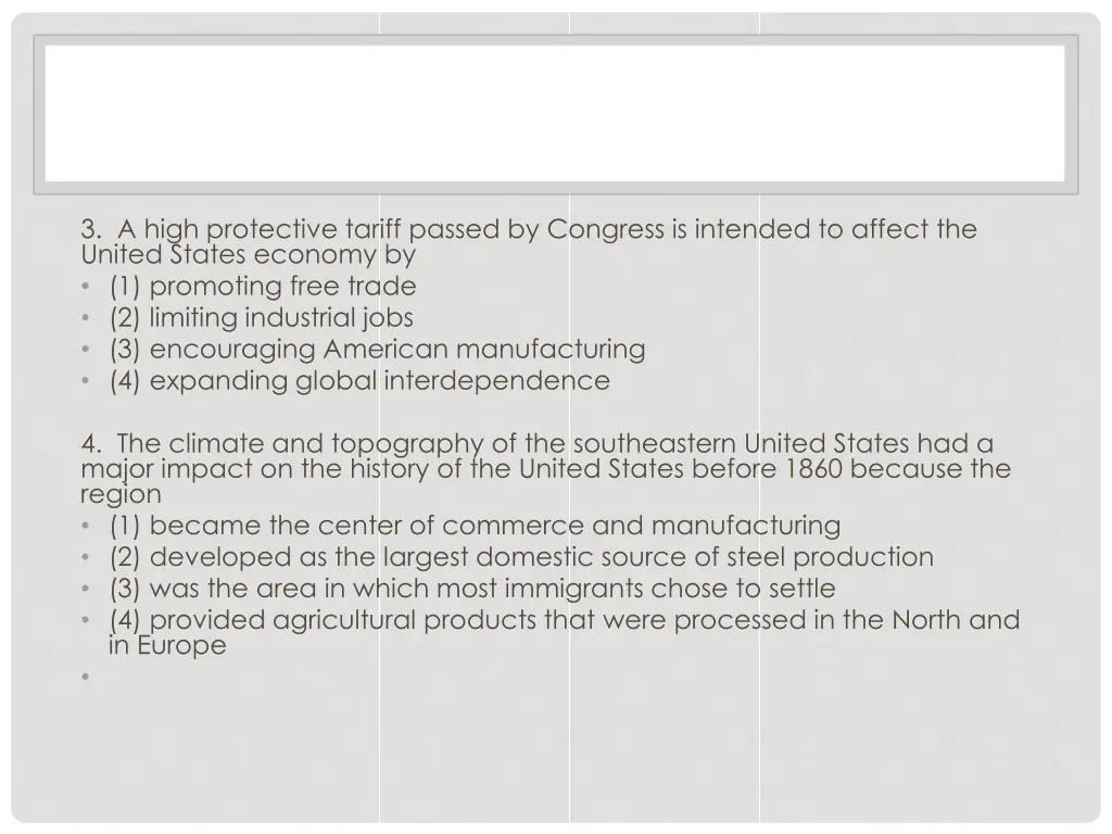 3 a high protective tariff passed by congress