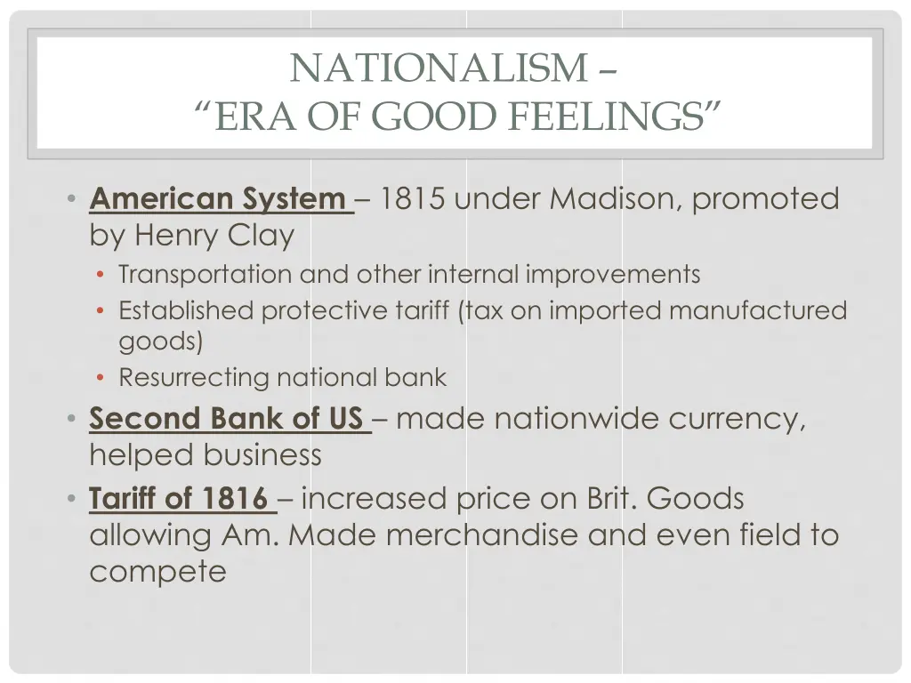 nationalism era of good feelings