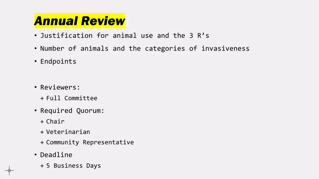 annual review justification for animal