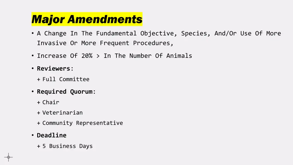 major amendments