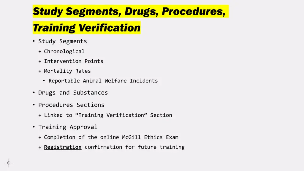 study segments drugs procedures training