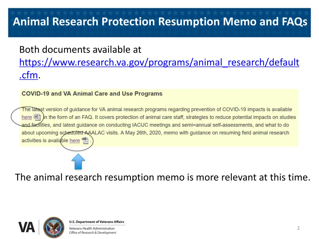 animal research protection resumption memo