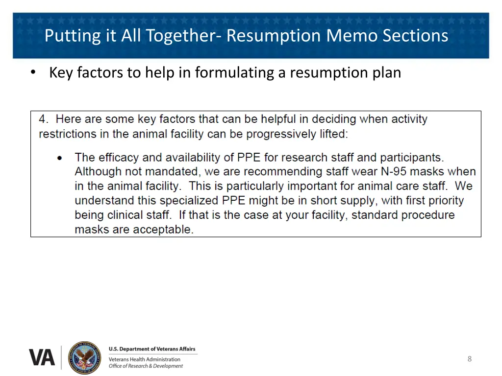 putting it all together resumption memo sections 1