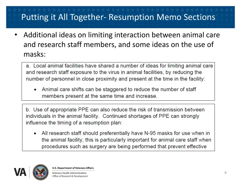 putting it all together resumption memo sections 2