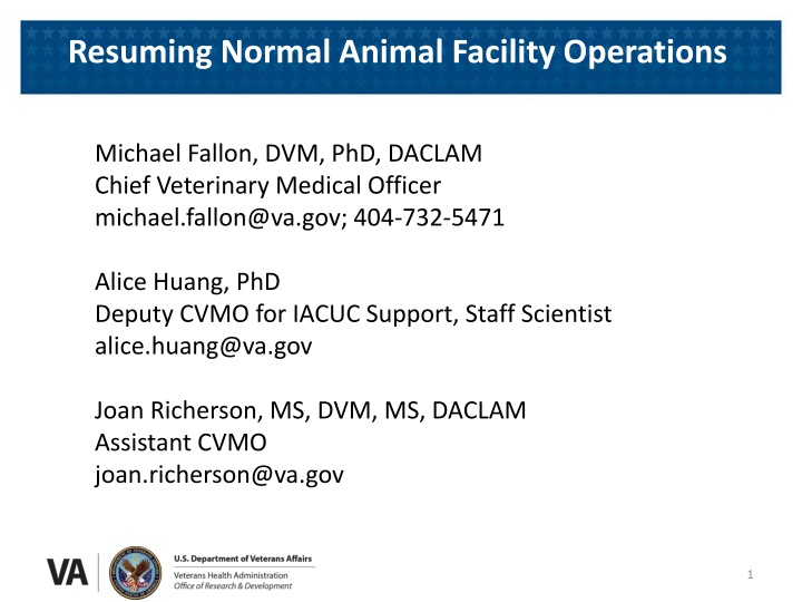 resuming normal animal facility operations