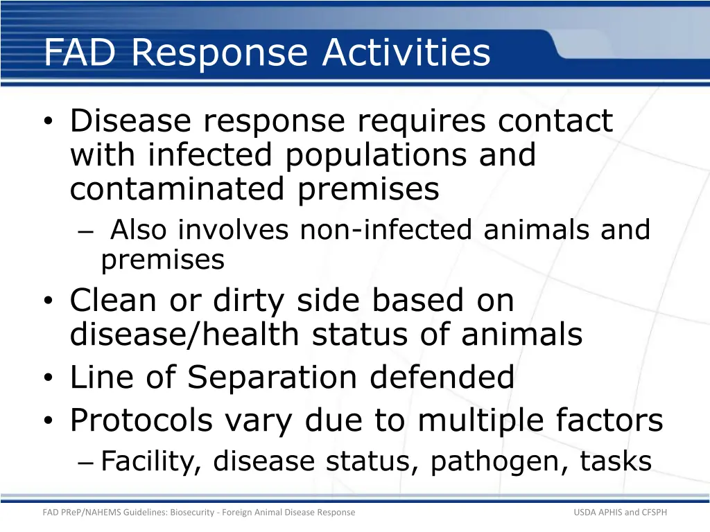 fad response activities