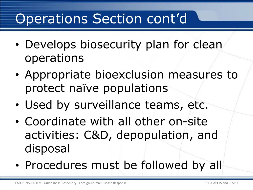 operations section cont d