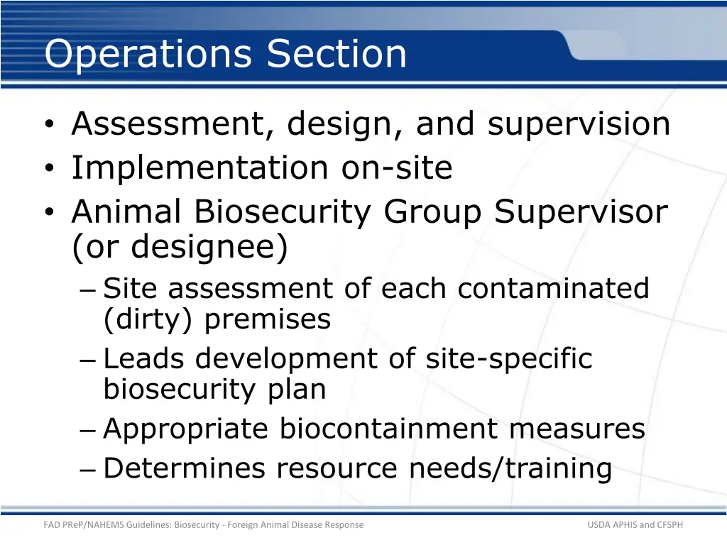 operations section