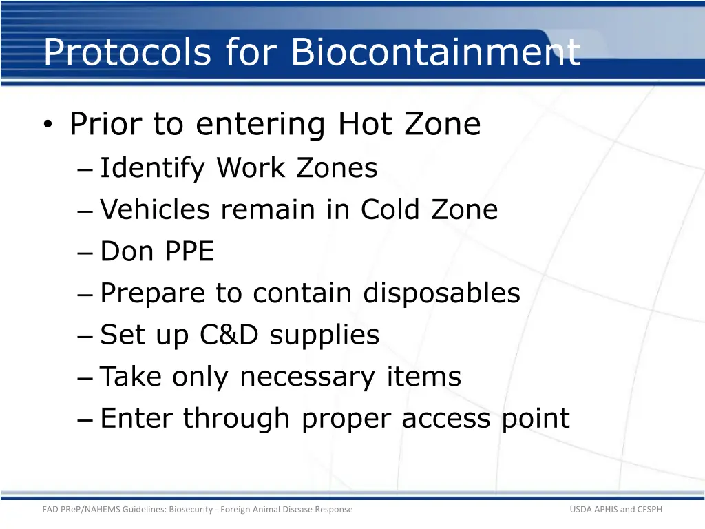 protocols for biocontainment