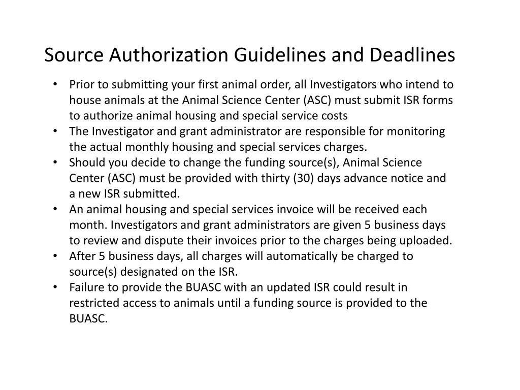 source authorization guidelines and deadlines