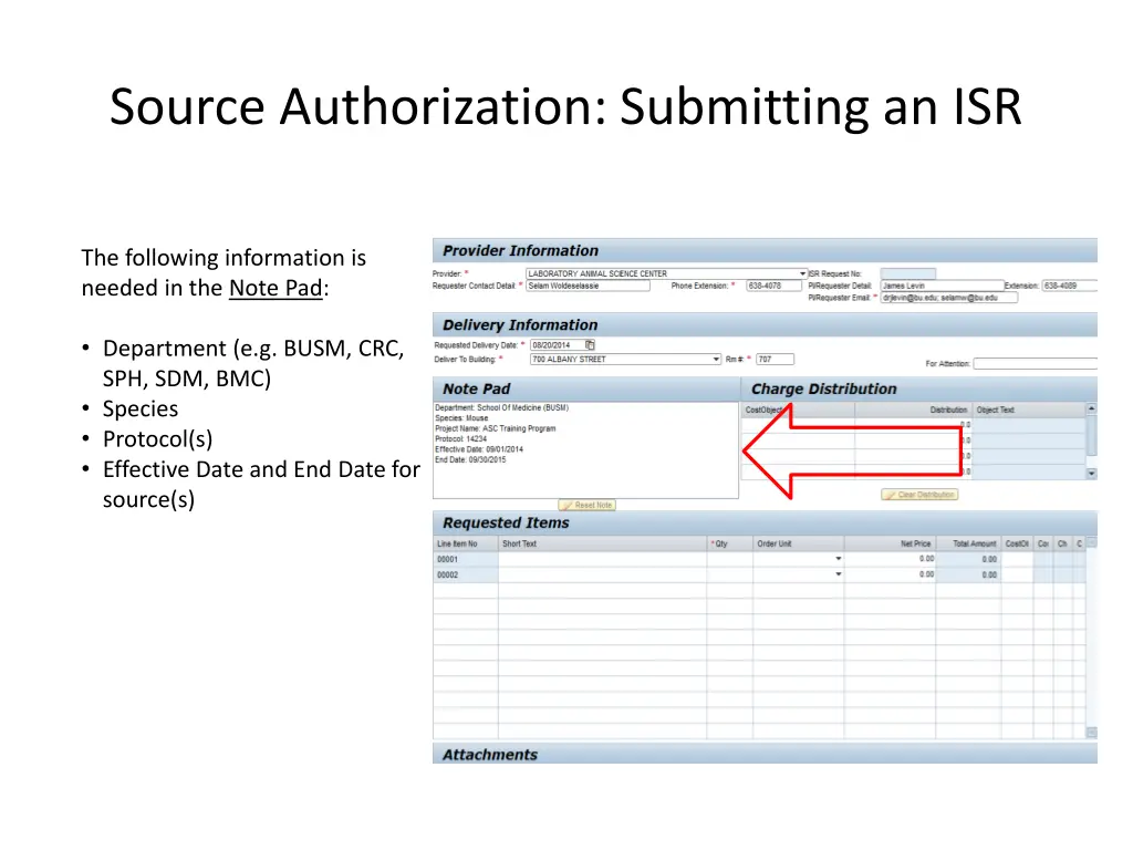 source authorization submitting an isr 1