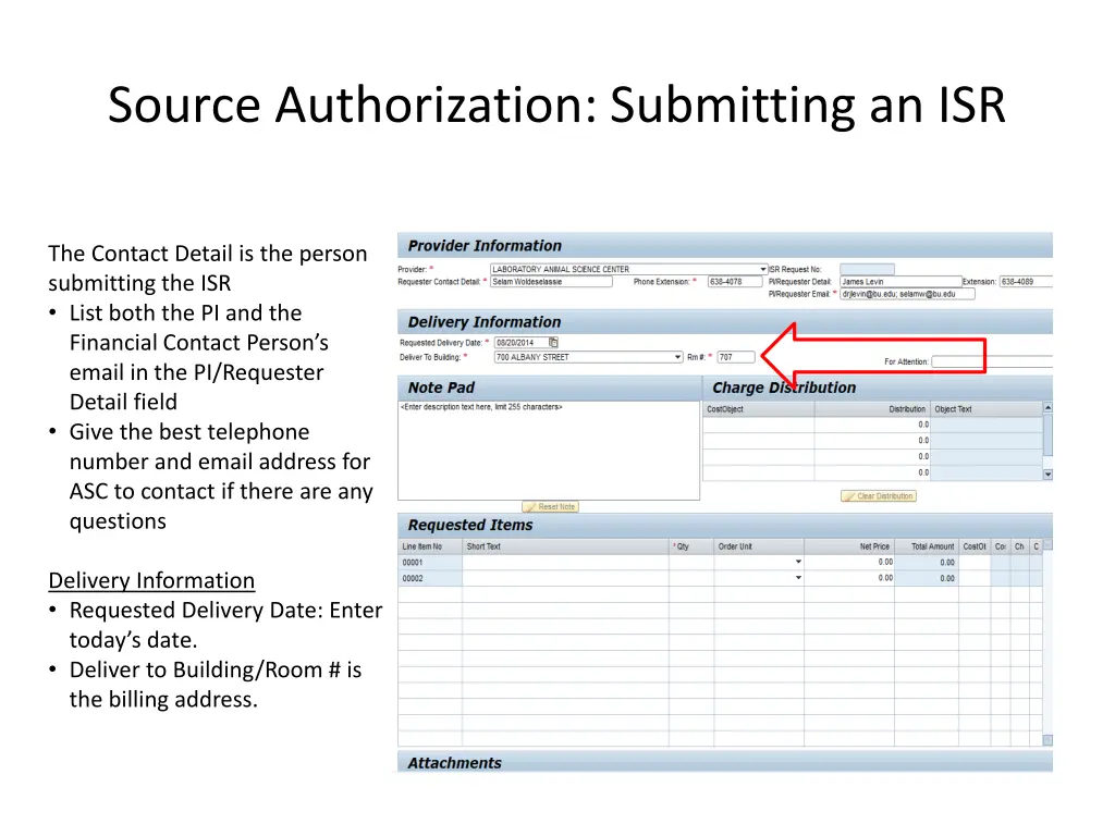 source authorization submitting an isr