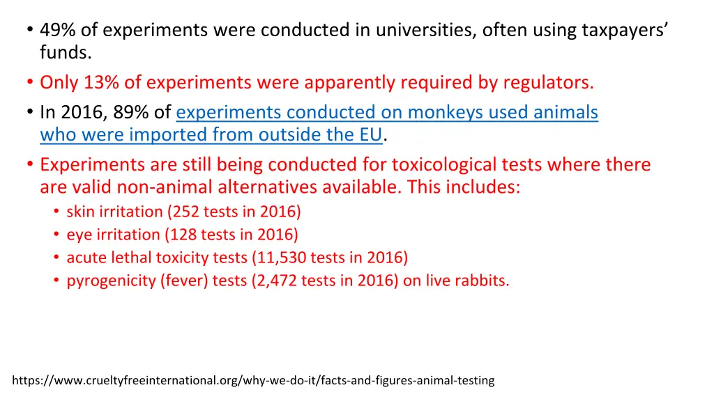 49 of experiments were conducted in universities