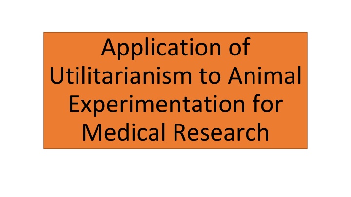 application of utilitarianism to animal