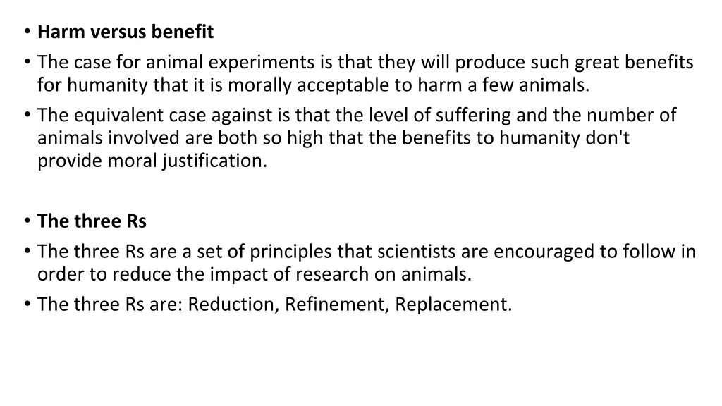 harm versus benefit the case for animal