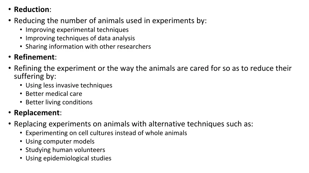 reduction reducing the number of animals used