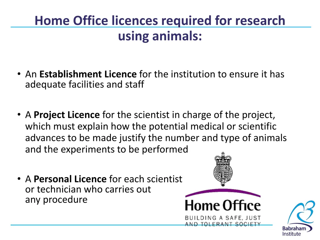 home office licences required for research using