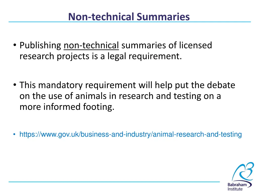 non technical summaries