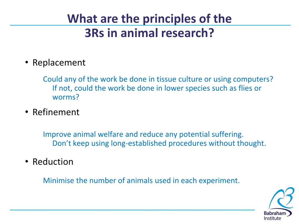 what are the principles of the 3rs in animal 1