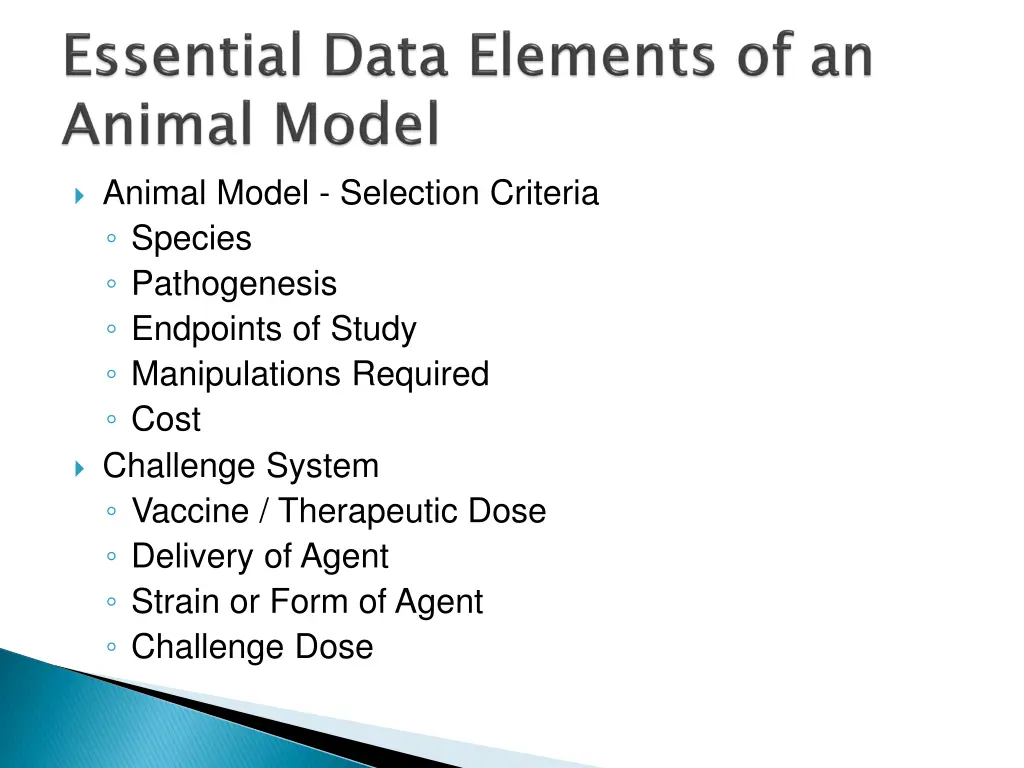 animal model selection criteria species