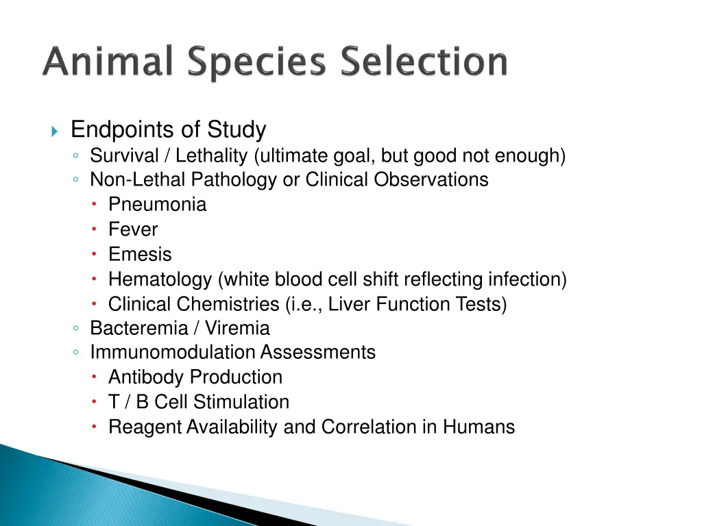 endpoints of study survival lethality ultimate