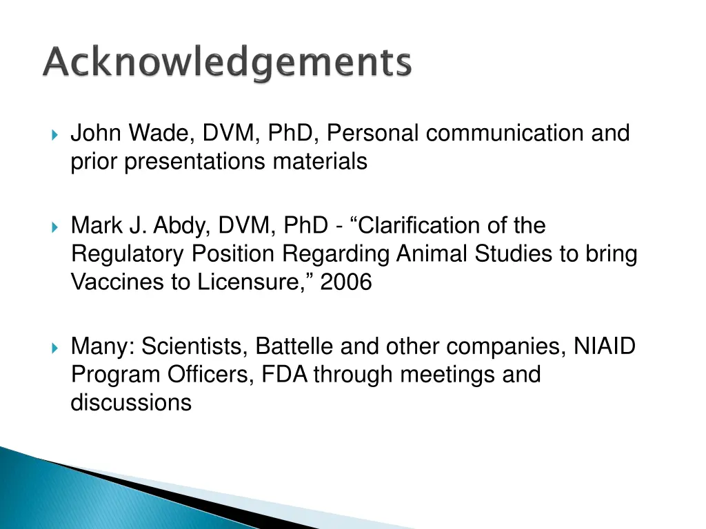 john wade dvm phd personal communication