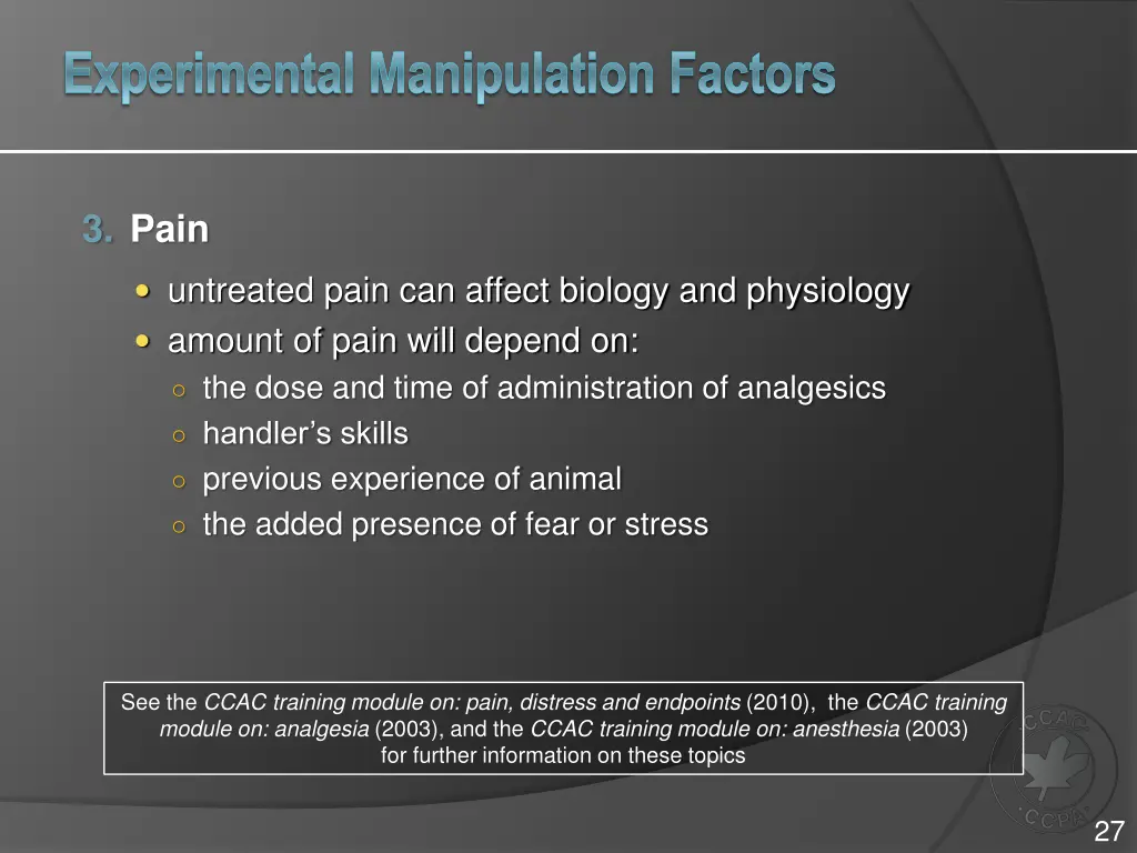 experimental manipulation factors 2