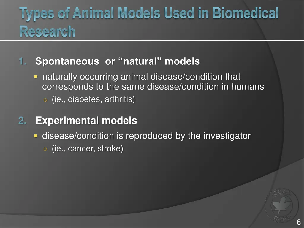 types of animal models used in biomedical research