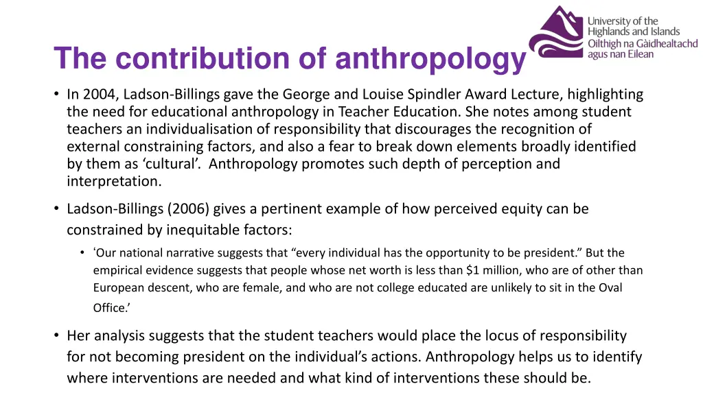 the contribution of anthropology