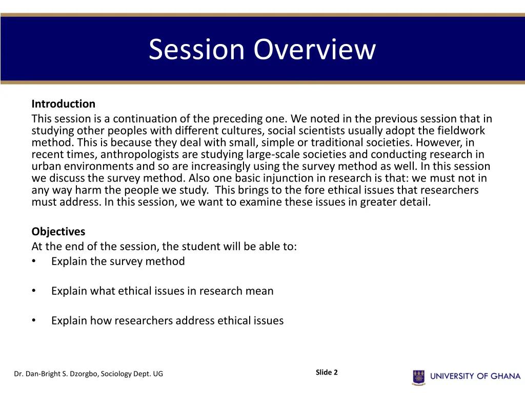 session overview