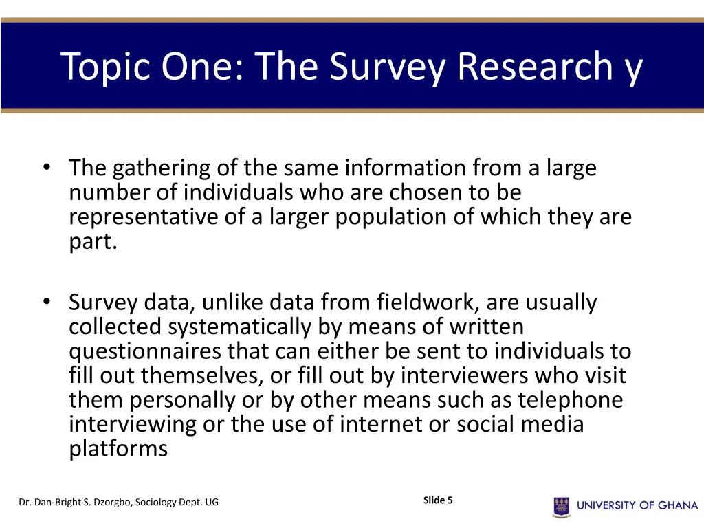 topic one the survey research y