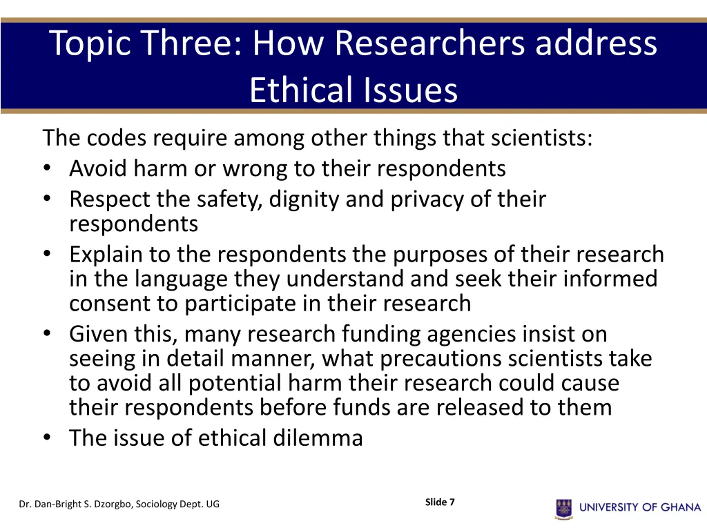 topic three how researchers address ethical issues