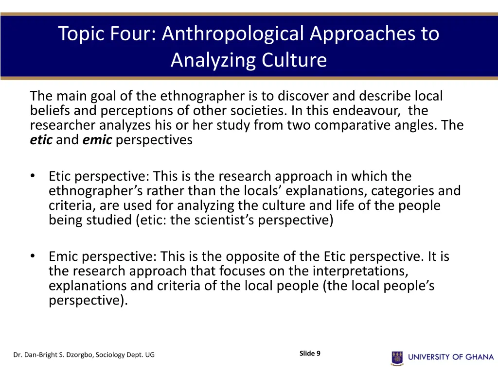 topic four anthropological approaches