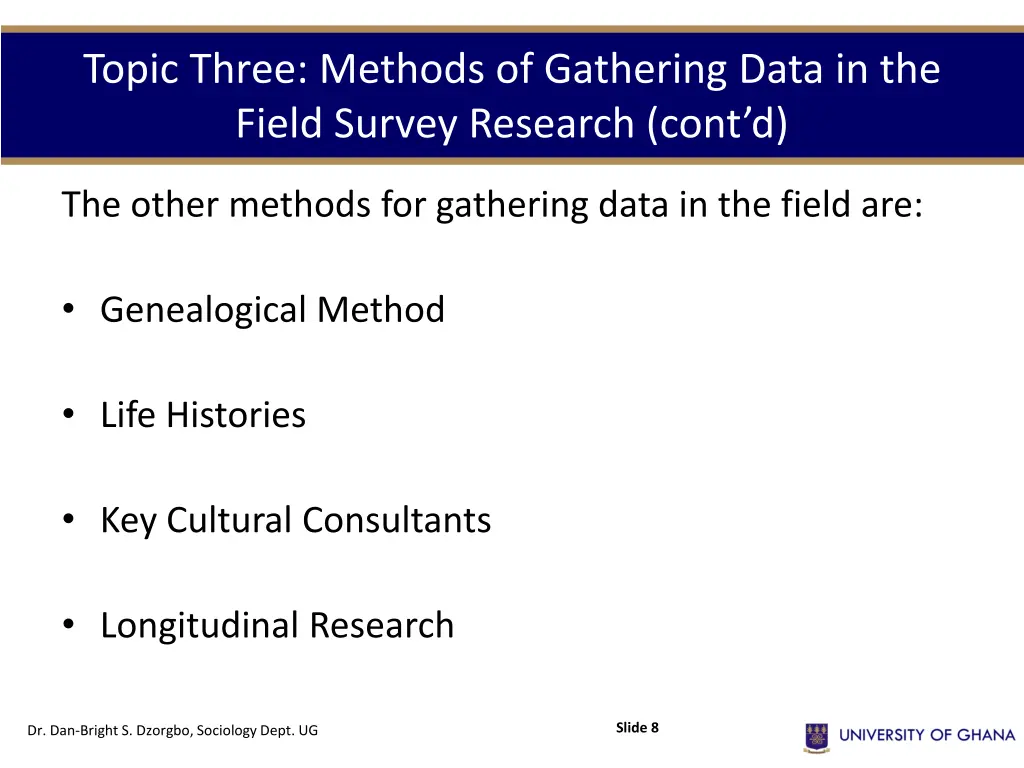 topic three methods of gathering data