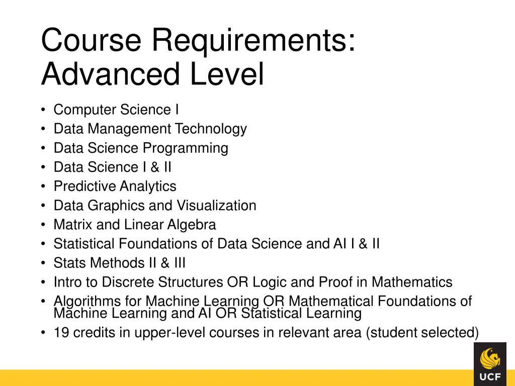 course requirements advanced level