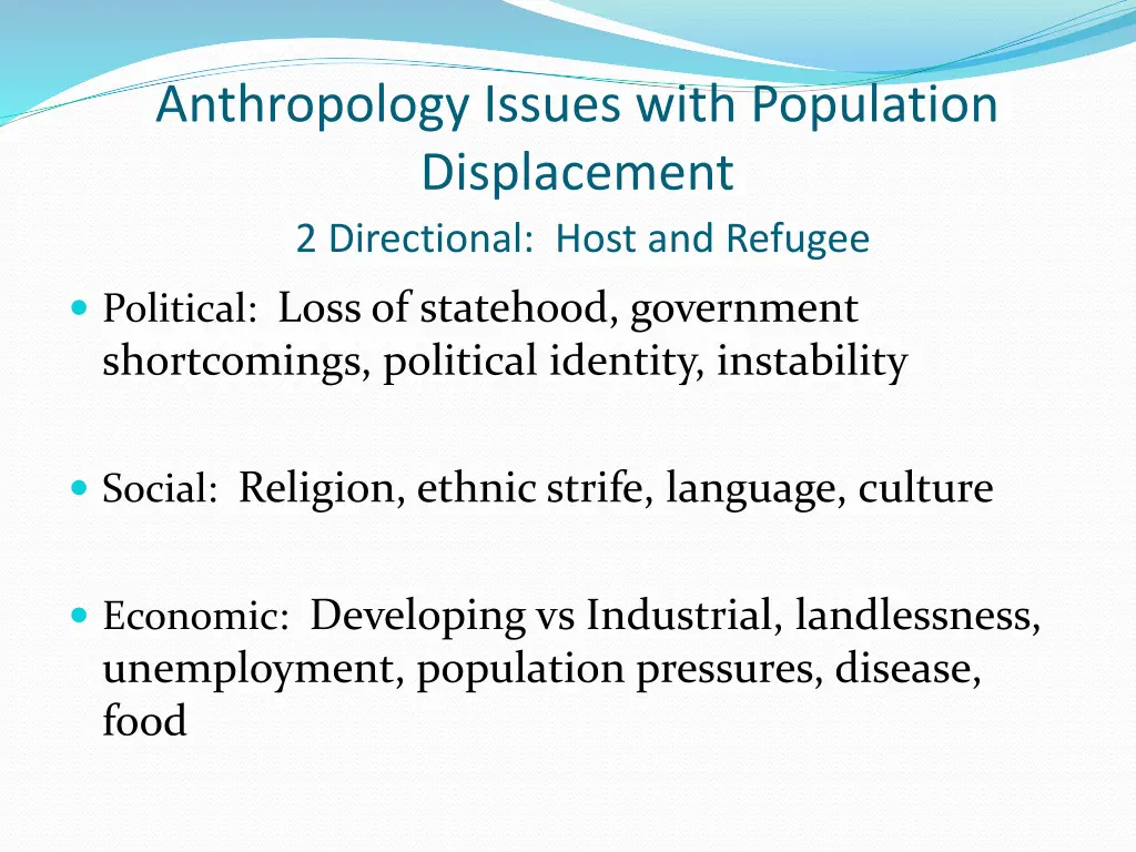 anthropology issues with population displacement