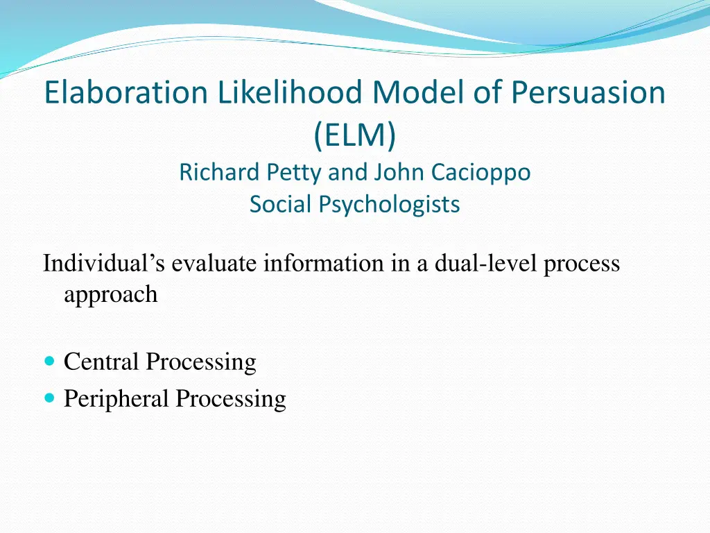 elaboration likelihood model of persuasion