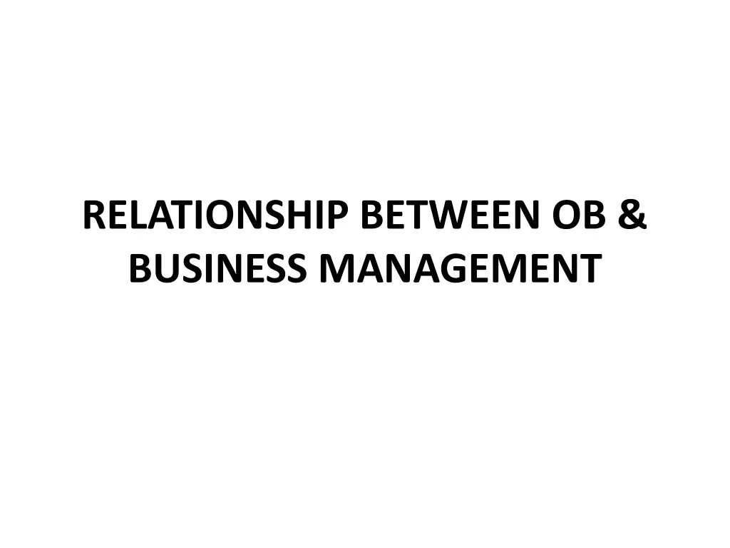 relationship between ob business management