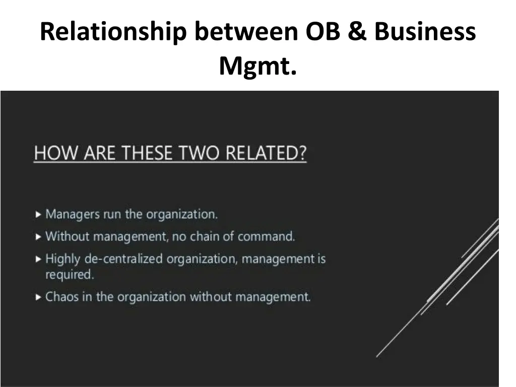 relationship between ob business mgmt