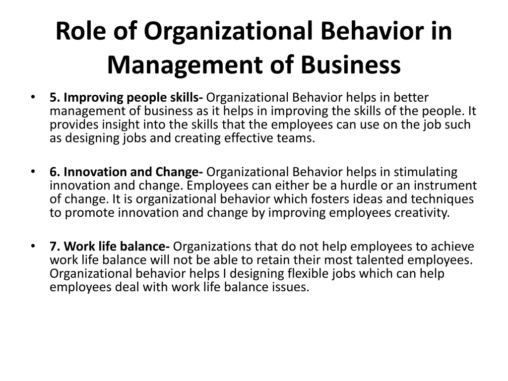 role of organizational behavior in management 2