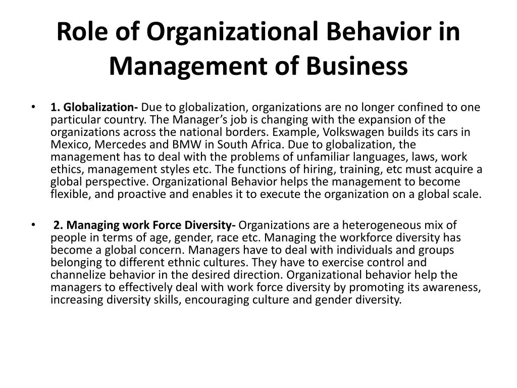 role of organizational behavior in management