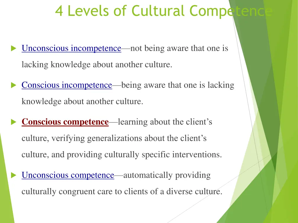 4 levels of cultural competence