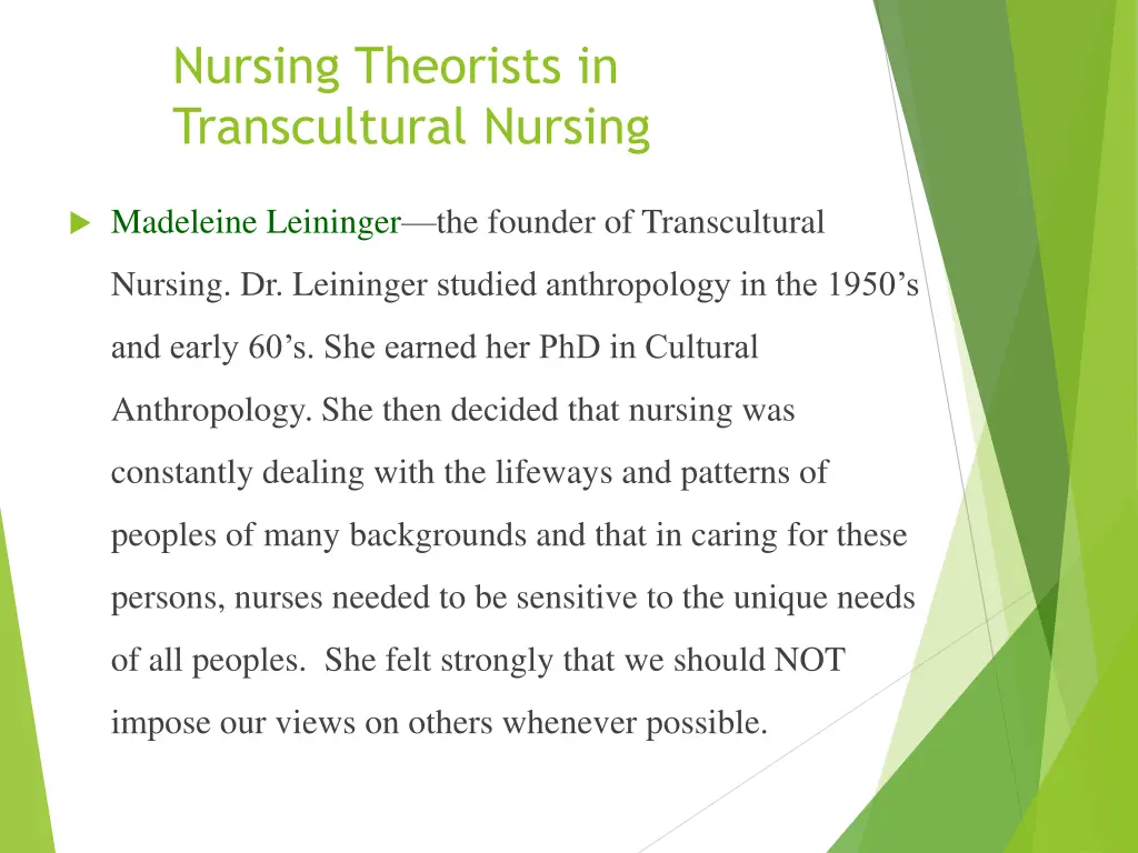 nursing theorists in transcultural nursing