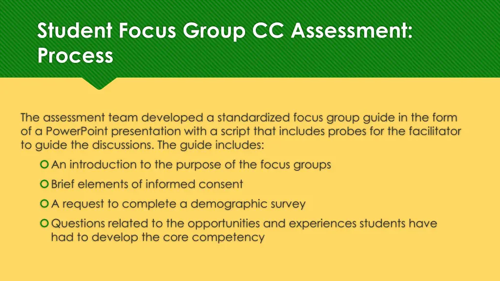 student focus group cc assessment process