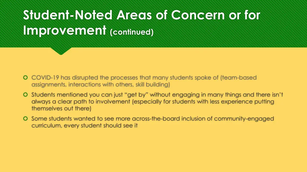 student noted areas of concern or for improvement 1