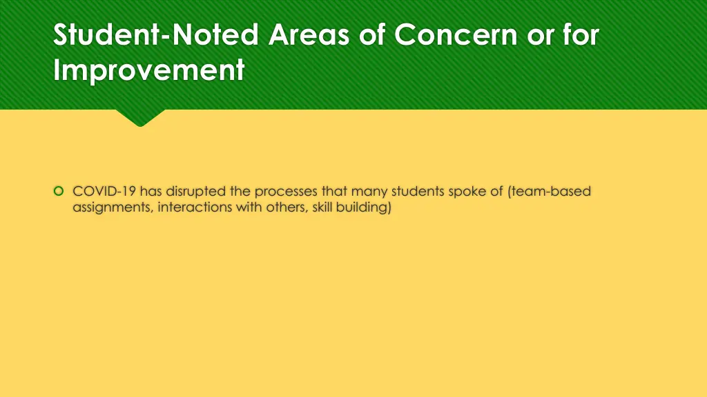 student noted areas of concern or for improvement