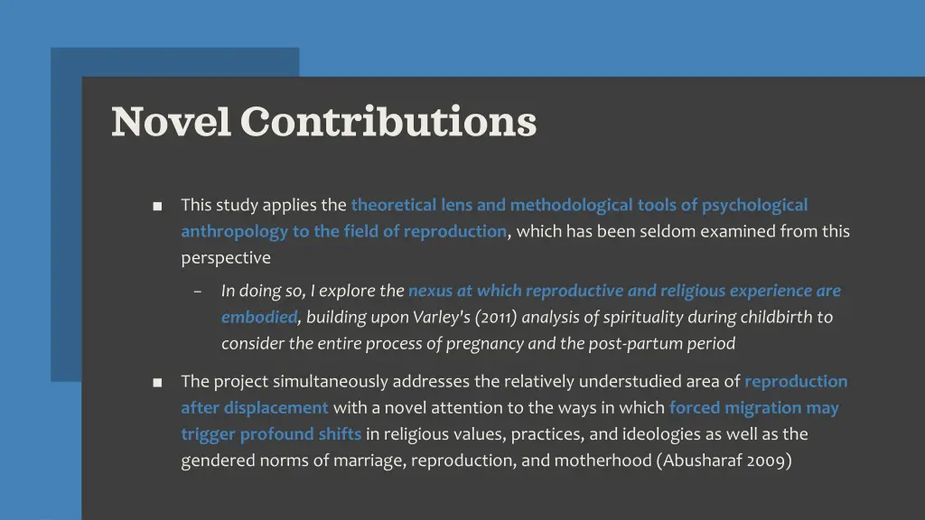 novel contributions