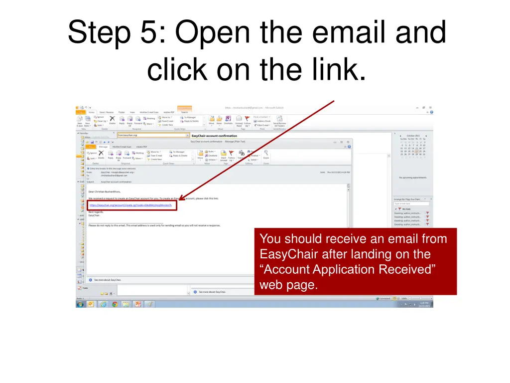 step 5 open the email and click on the link