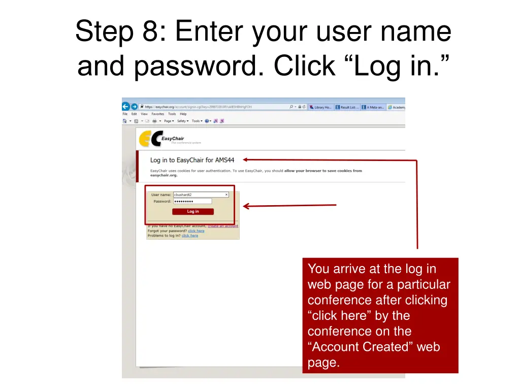 step 8 enter your user name and password click